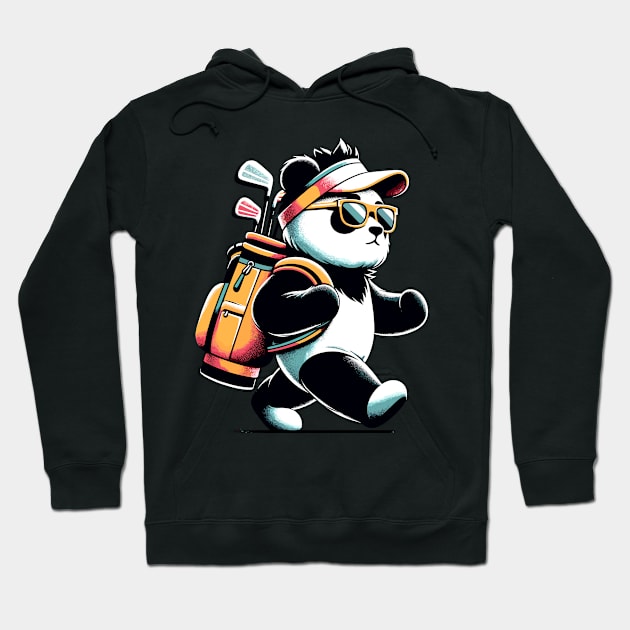 Golf Novelty Panda in Sunglasses Golfing Funny Golf Hoodie by KsuAnn